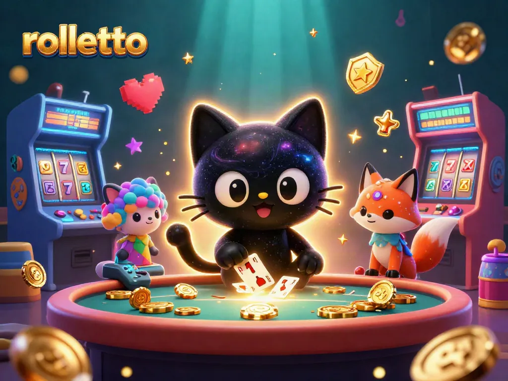 Experience rolletto's cosmic casino excitement with a black hole cat and a nebula fox.