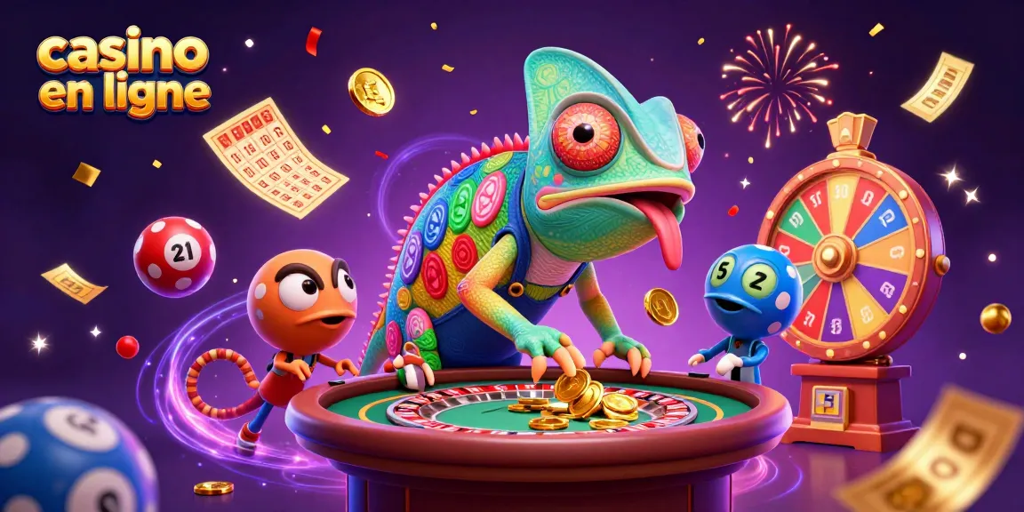 Profitez du casino en ligne avec notre illustration dynamique et colorée sur les jeux de hasard.