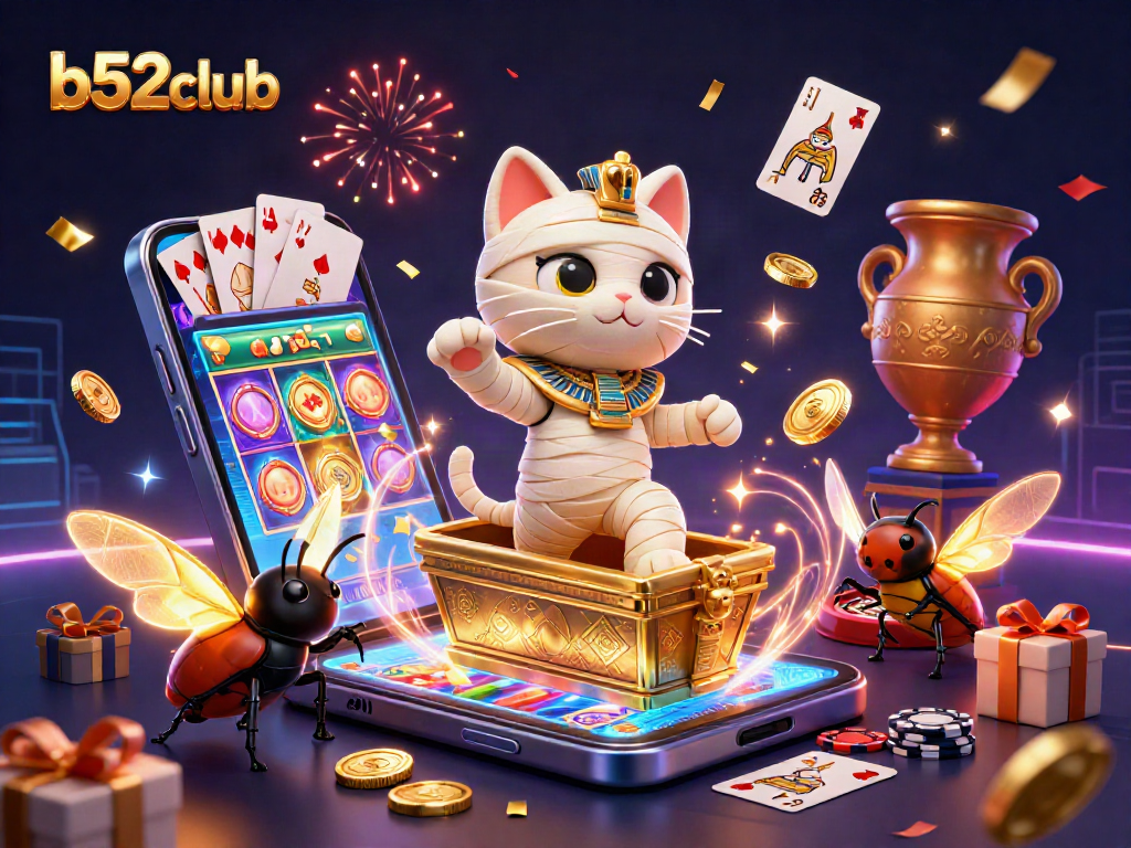 Experience thrilling wins at b52club with playful Egyptian characters and dynamic casino elements.