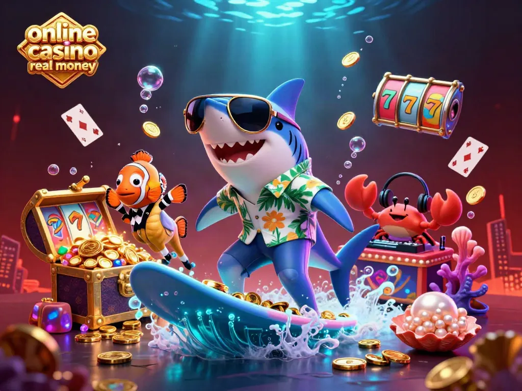 Experience the excitement of online casino real money games with a vibrant 3D scene featuring unique characters and elements.