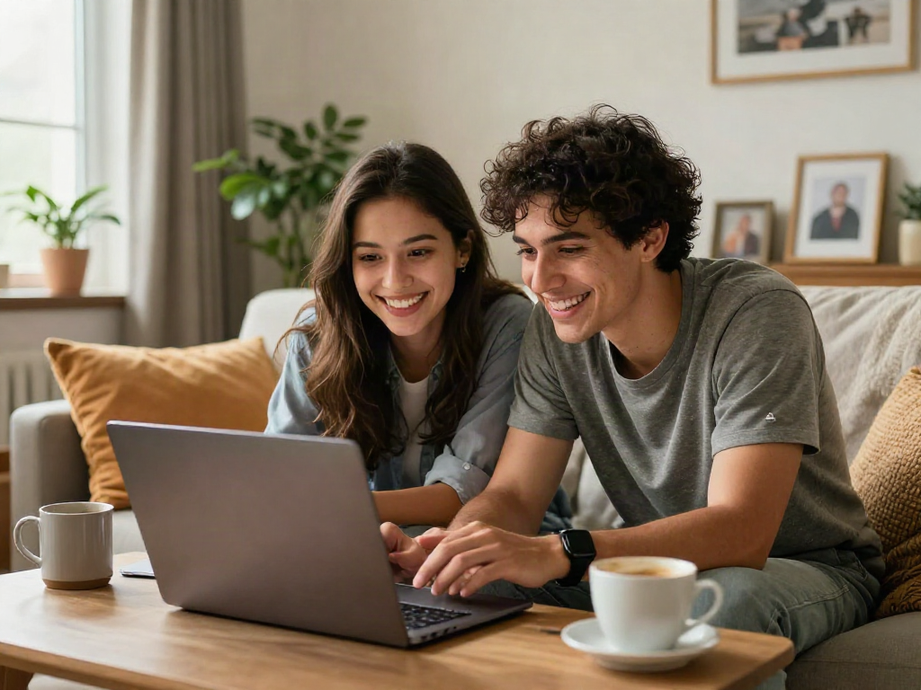 Engaging ai sex chat interaction between young adults in cozy home settings